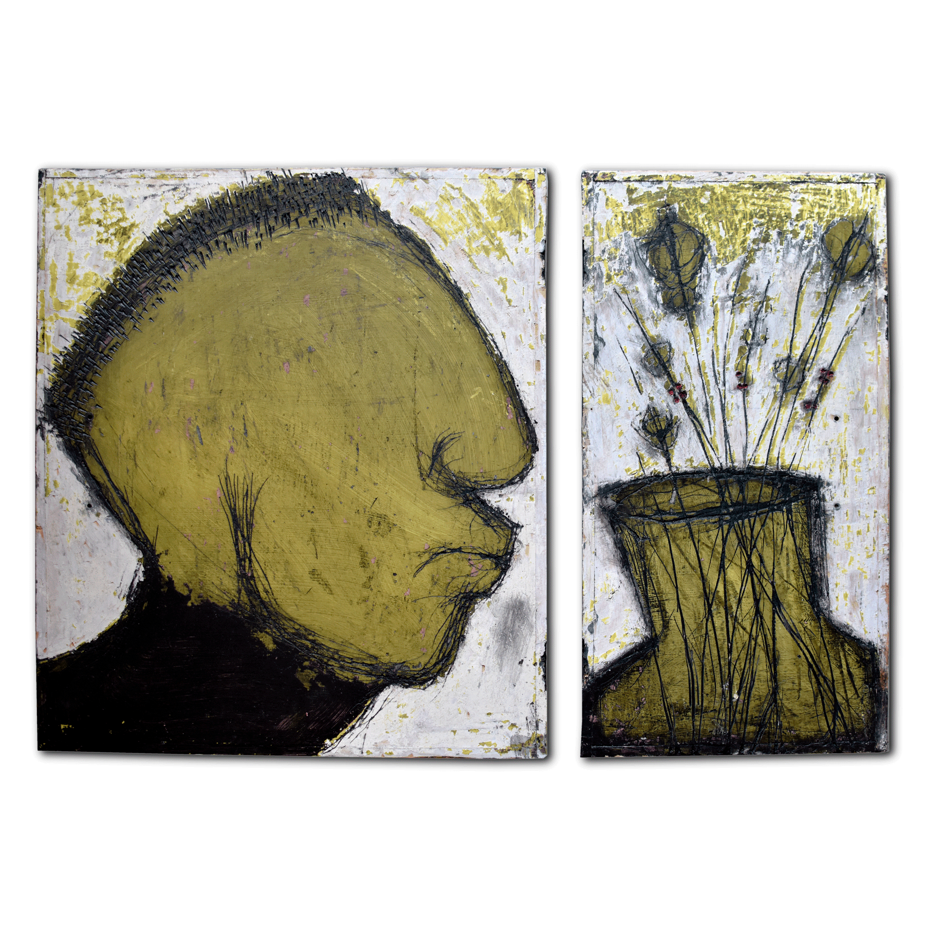 Attractiveness Dyptich Mixed Media On Wood 63 5 X 55 X 3 5 Cm 63 5 X 33 5 X 2 5 Cm Eltayeb Dawelbait Sudan Gravitart